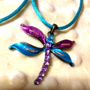 Dragonfly pendant rope‎ necklace